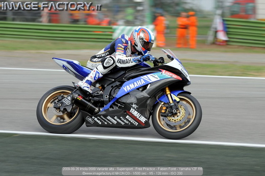 2009-09-26 Imola 0589 Variante alta - Supersport - Free Practice - Fabien Foret - Yamaha YZF R6